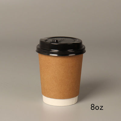 tazze di caffè calde di 8oz 14oz 16oz/fredde di carta eliminabili con il coperchio nero dei pp
