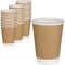 Il ristorante porta via doppio di carta eliminabile di Kraft Brown delle tazze dell'acqua 500ml isolato per andare tazze di caffè