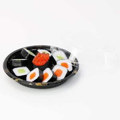 Piatto di plastica eliminabile Tray Sushi Box del contenitore di alimento del coperchio pp