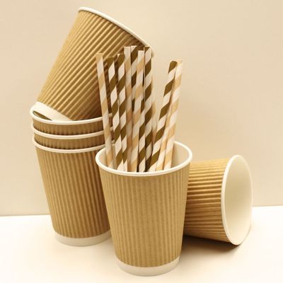 tazze di carta biodegradabili doppie eliminabili della tazza di caffè di Kraft della tazza di carta del caffè 16oz per le bevande calde