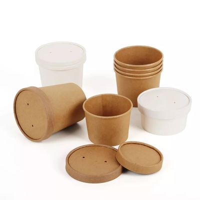 Vario 12oz Brown imballaggio della ciotola di carta della tazza della minestra di carta kraft di minestra della ciotola della fabbrica di fabbricazione di carta