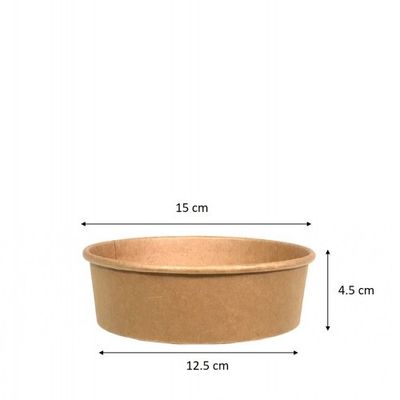 Ciotola d'imballaggio veloce riciclabile della carta kraft del diametro 15cm 500ML 16OZ
